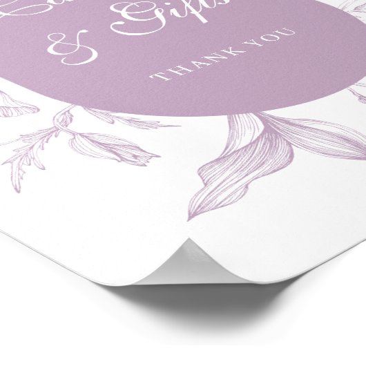 ダスティラベンダーラインアートカードとギフト ポスター (角)