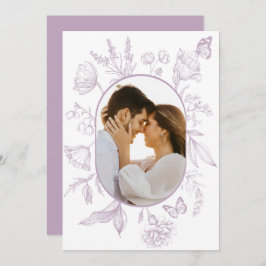 ダスティラベンダーラインアートフローラ蝶の写真 サンキューカード