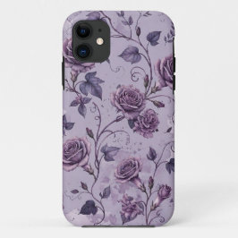 ダスティラベンダーローズの憂鬱で夢のような色合いのフラワー iPhone 11 ケース