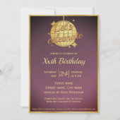 ダスティリラックゴールドディスコボール誕生日パーティー 招待状 (正面)