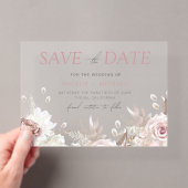ダスティローズとアイボリーの結婚式セイヴ・ザ・デート アクリル招待状 (インサイチュ (ポータブル))