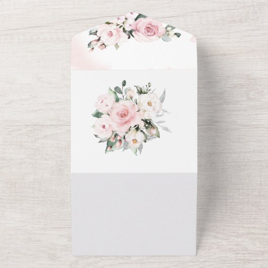 ダスティローズとグレーの結婚式 オールインワン招待状 (外側)