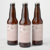 ダスティローズの花 水彩 ブラッシュ 結婚式 婚約 ビールラベル (ボトル)