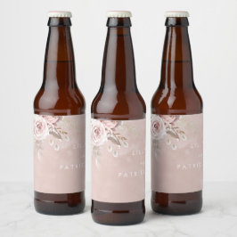 ダスティローズの花 水彩 ブラッシュ 結婚式 婚約 ビールラベル