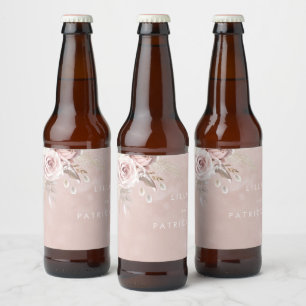 ダスティローズの花 水彩 ブラッシュ 結婚式 婚約 ビールラベル
