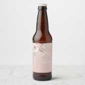 ダスティローズの花 水彩 ブラッシュ 結婚式 婚約 ビールラベル (正面)