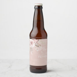 ダスティローズの花 水彩 ブラッシュ 結婚式 婚約 ビールラベル