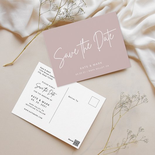 ダスティローズの非写真結婚式Save the Date ポストカード