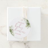 ダスティローズグリーンフローラルガールベイビーシャワー フェイバータグ (インサイチュ)