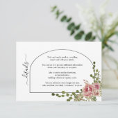 ダスティローズピンクの花とアーチの花嫁ウェディング エンクロージャーカード (スタンド正面)