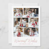 ダスティローズ体の"Warmest Wishes" 6枚の写真コラージュ シーズンカード (正面)