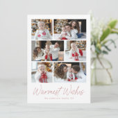 ダスティローズ体の"Warmest Wishes" 6枚の写真コラージュ シーズンカード (スタンド正面)