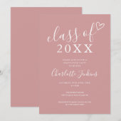 ダスティローズ クラスのスクリプト ハート 卒業パーティー 招待状 (正面/裏面)