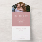 ダスティローズ モノグラム 写真付き 結婚式の日付 オールインワン招待状 (内側)
