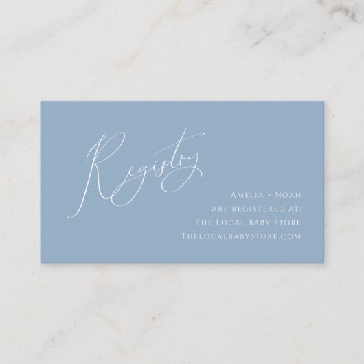 ダスティーお洒落ブルーベビーレジストリ エンクロージャーカード (正面)