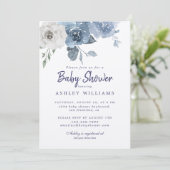 ダスティーかわいらしブルーアイボリーバラベビーシャワー 招待状 (スタンド正面)