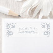 ダスティーかわいらしブルーソフトシルバーフローラレースフレーム ラベル (インサイチュ)