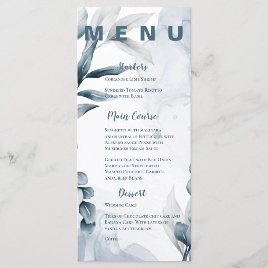 ダスティーかわいらしブルーユーカリ離れーウェディングパーティー メニュー (正面)