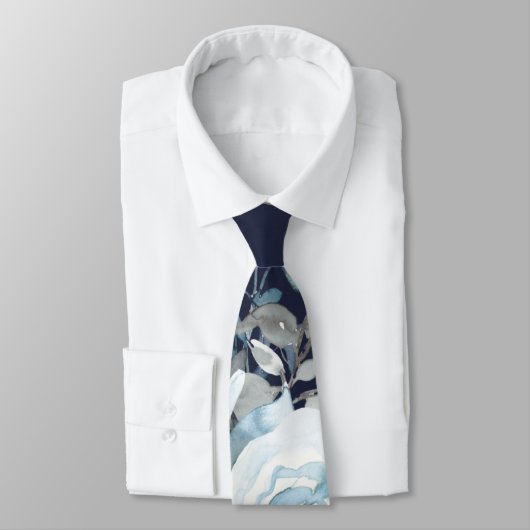 ダスティーとネイビーブルー植物学結婚フローラ ネクタイ (タイ)