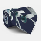 ダスティーとネイビーブルー植物学結婚フローラ ネクタイ (ロール)