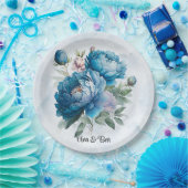 ダスティーと海軍の水色の牡丹結婚の ペーパープレート (パーティー)