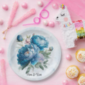 ダスティーと海軍の水色の牡丹結婚の ペーパープレート (パーティー)