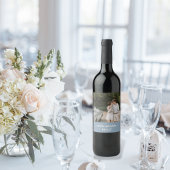 ダスティーはっきりしたブルーレトロカスタムウェディングフォト ワインラベル