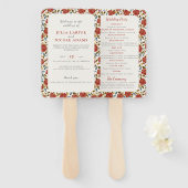 ダスティーエレガントゴールデンレッドローズ結婚フラワーズ ハンドファン (正面&裏面)