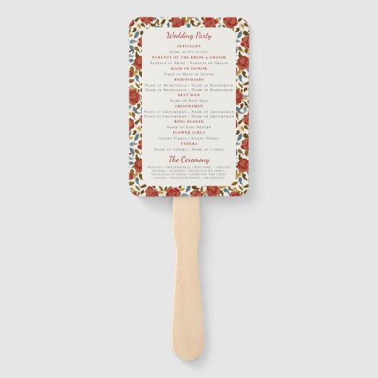 ダスティーエレガントゴールデンレッドローズ結婚フラワーズ ハンドファン (裏面)