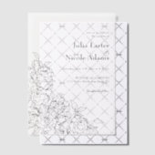 ダスティーエレガントゴールデンレッドローズ結婚フラワーズ ベラム紙招待状 (オフセット (招待状))