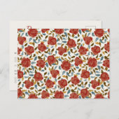 ダスティーエレガントゴールデンレッドローズ結婚フラワーズ ポストカード (正面/裏面)