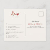 ダスティーエレガントゴールデンレッドローズ結婚フラワーズ ポストカード (裏面)