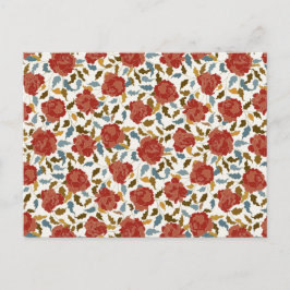 ダスティーエレガントゴールデンレッドローズ結婚フラワーズ ポストカード