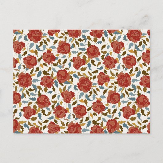 ダスティーエレガントゴールデンレッドローズ結婚フラワーズ ポストカード (正面)