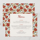 ダスティーエレガントゴールデンレッドローズ結婚フラワーズ メニュー (正面/裏面)