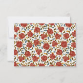 ダスティーエレガントゴールデンレッドローズ結婚フラワーズ 出欠カード (裏面)