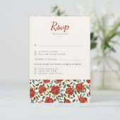 ダスティーエレガントゴールデンレッドローズ結婚フラワーズ 出欠カード (スタンド正面)