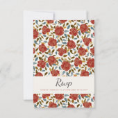 ダスティーエレガントゴールデンレッドローズ結婚フラワーズ 出欠カード (裏面)