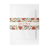 ダスティーエレガントゴールデンレッドローズ結婚フラワーズ 招待状ベリーバンド (正面例)