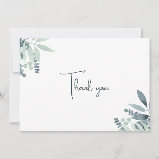 ダスティーエレガントセージ緑の水色の緑 サンキューカード (正面)