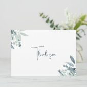 ダスティーエレガントセージ緑の水色の緑 サンキューカード (スタンド正面)