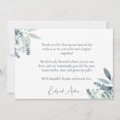 ダスティーエレガントセージ緑の水色の緑 サンキューカード (裏面)