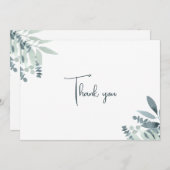 ダスティーエレガントセージ緑の水色の緑 サンキューカード (正面/裏面)
