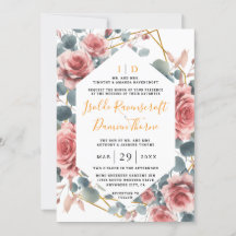 ダスティーエレガントバラピンクマウヴ金ゴールド結婚フローラ