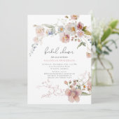 ダスティーエレガントピンクガーデンフローラブライダルシャワー 招待状 (スタンド正面)
