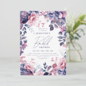 ダスティーエレガントピンクパープルフローラブライダルシャワー 招待状 (スタンド正面)