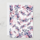 ダスティーエレガントピンクパープルフローラブライダルシャワー 招待状 (裏面)