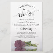 ダスティーエレガントピンクローズバジェット結婚式 プログラム (正面)