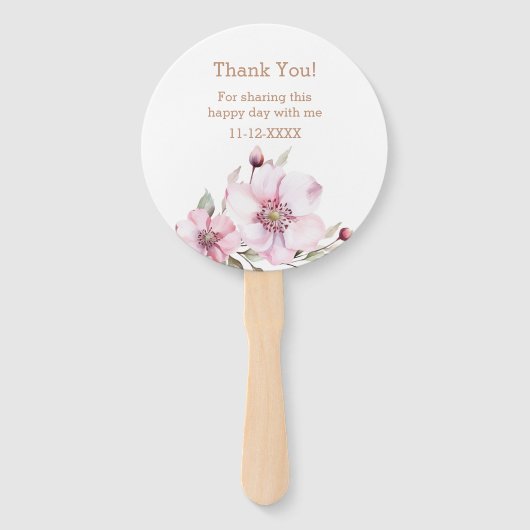 ダスティーエレガントピンクローズブライダルシャワー ハンドファン (裏面)