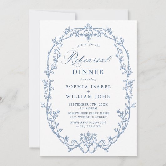 ダスティーエレガントブビクトリアンルーリハーサルディナー 招待状 (正面)